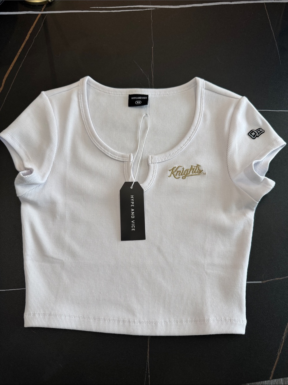 White 'UCF Knights' Ribbed Crop Top